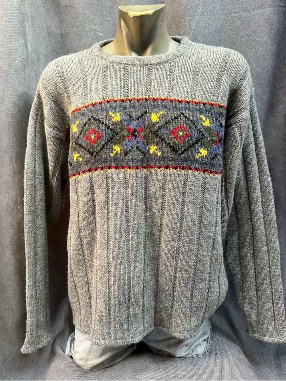 100% wool sweater Eddie Bauer XL tall men’s southwest Aztec